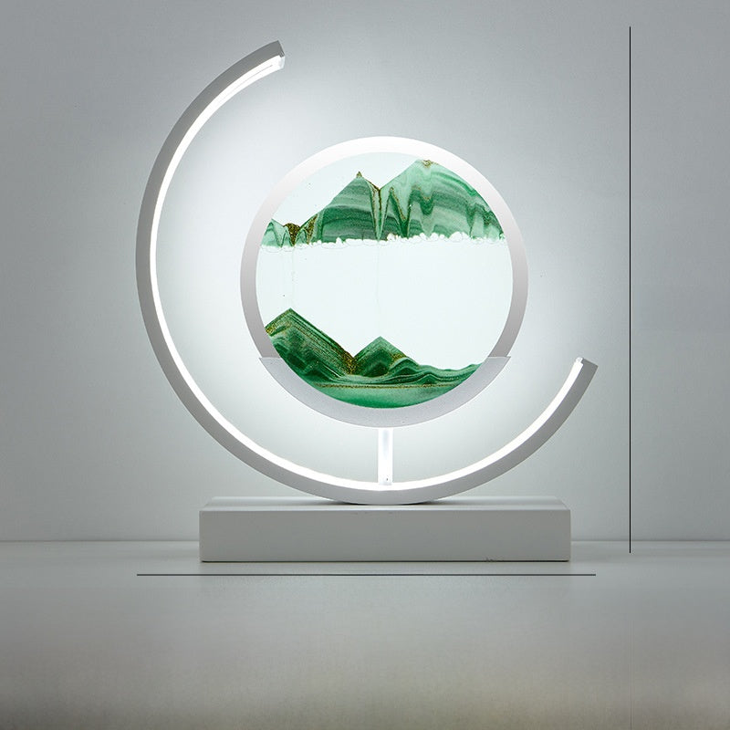 Glass hourglass table lamp