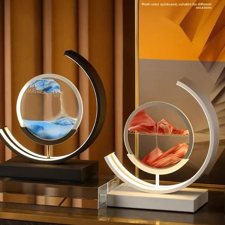 Glass hourglass table lamp