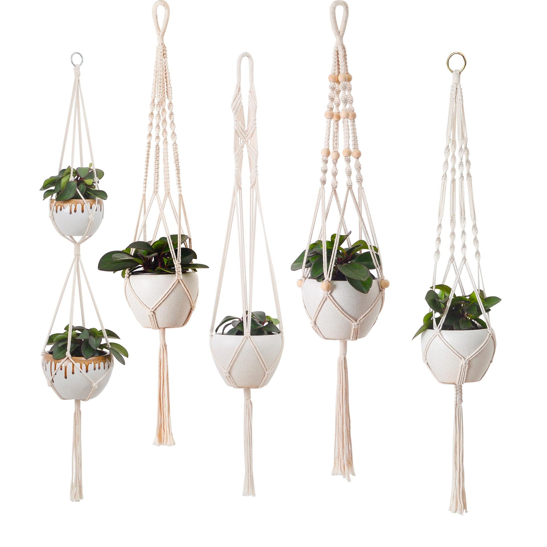 Woven Cotton Hanging Plant Basket Set for Home Decor