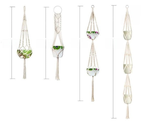 Woven Cotton Hanging Plant Basket Set for Home Decor