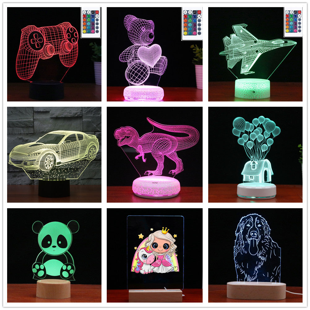 Touch Control 3D LED Visual Table Lamp with Color Changing Effects
