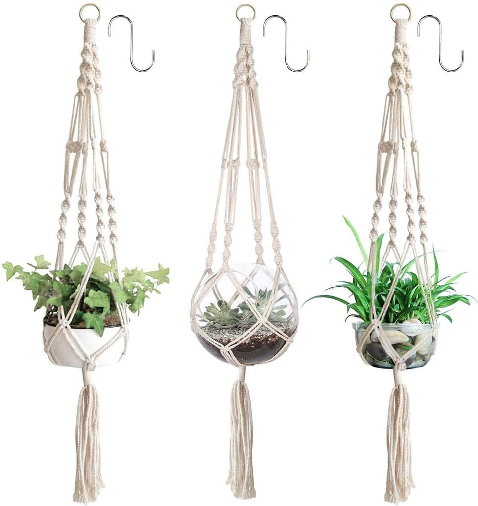Woven Cotton Hanging Plant Basket Set for Home Decor