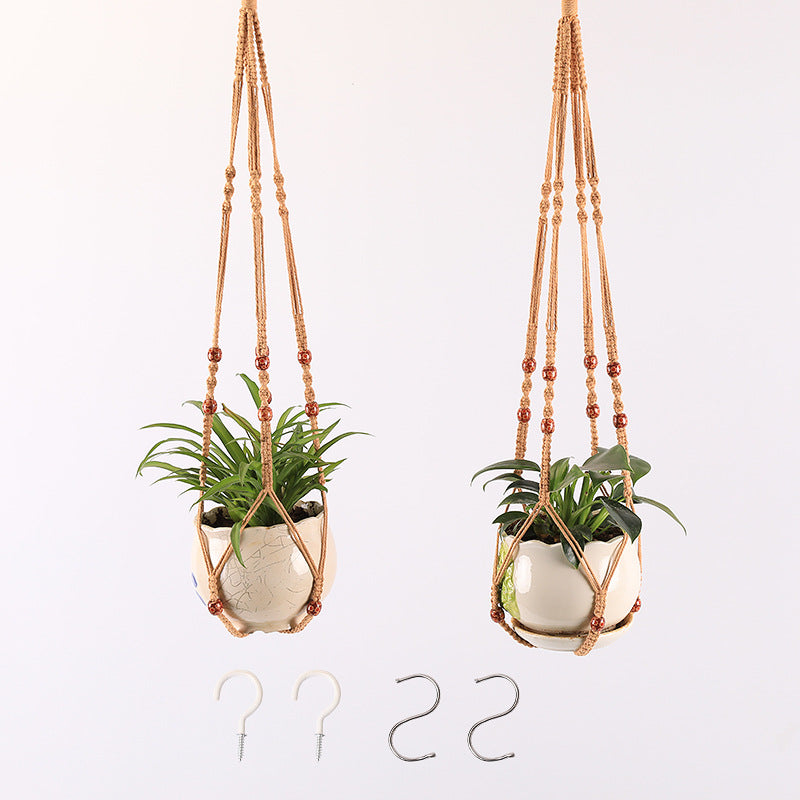 Woven Cotton Hanging Plant Basket Set for Home Decor