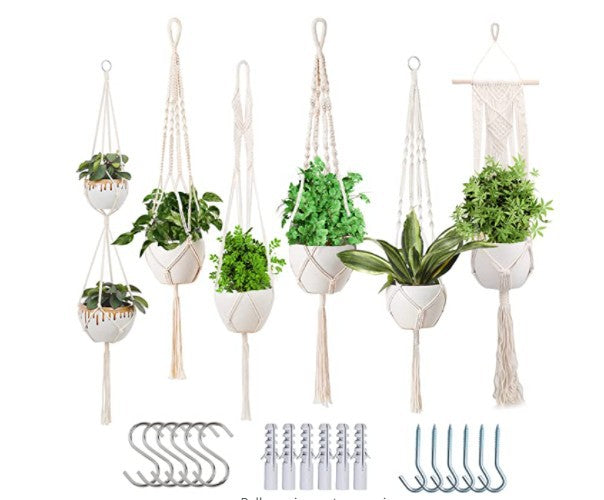 Woven Cotton Hanging Plant Basket Set for Home Decor