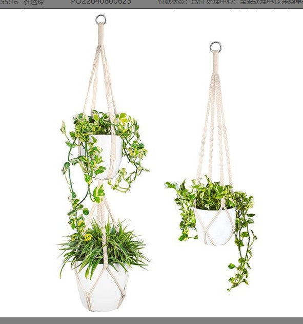 Woven Cotton Hanging Plant Basket Set for Home Decor