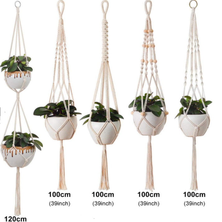 Woven Cotton Hanging Plant Basket Set for Home Decor