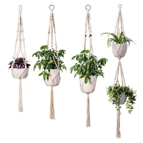 Woven Cotton Hanging Plant Basket Set for Home Decor