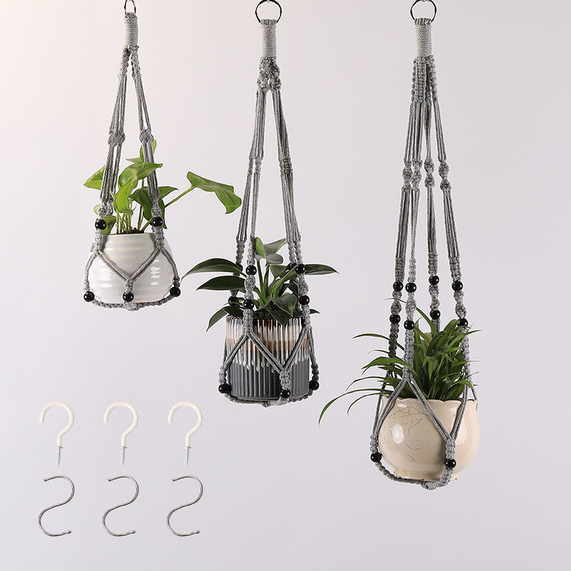 Woven Cotton Hanging Plant Basket Set for Home Decor